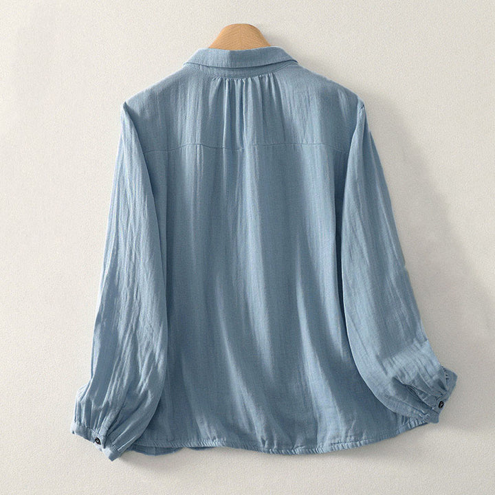 Buddha Stones Solid Color Crew Neck Long Sleeve Women's Polyester Shirt  - image 1