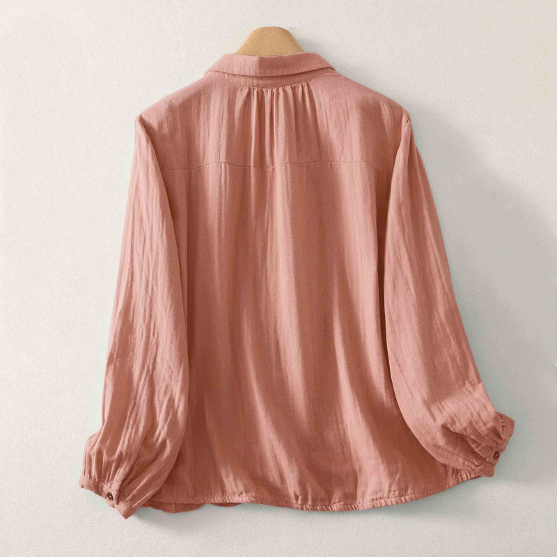 Buddha Stones Solid Color Crew Neck Long Sleeve Women's Polyester Shirt  - image 10