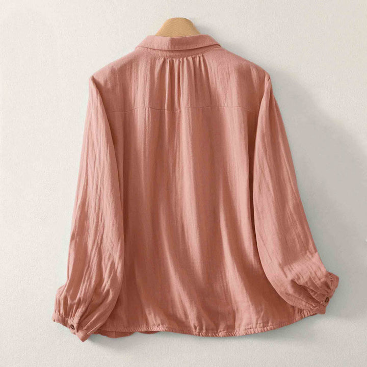 Buddha Stones Solid Color Crew Neck Long Sleeve Women's Polyester Shirt  - image 10