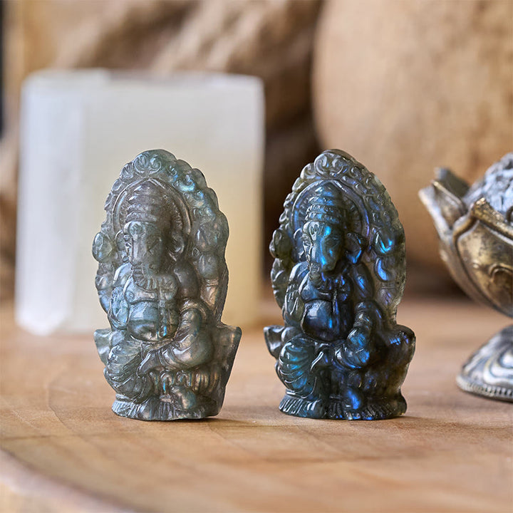 Buddha Stones Ganesh Ganpati Elephant Figurine Labradorite Healing Statue Home Decoration - Ganesh 4.7*2.7*1.3cm(One Decoration Only) - image 0