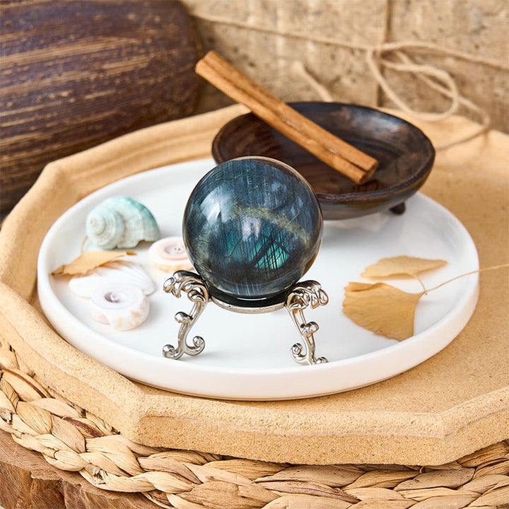 Buddha Stones Round Ball Figurine Natural Labradorite Healing Statue Office Home Decoration - image 2