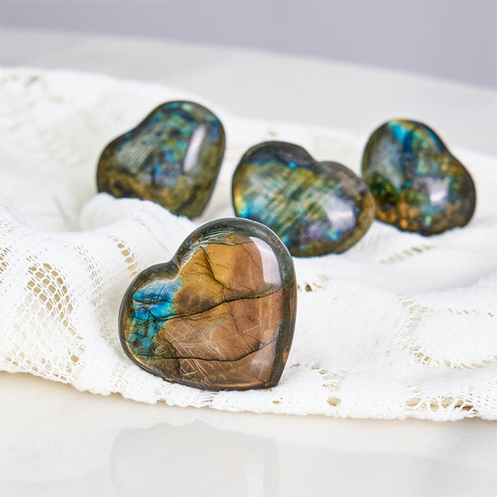 Buddha Stones Natural Heart Stone Labradorite Healing Cure Figurine Decoration - image 2