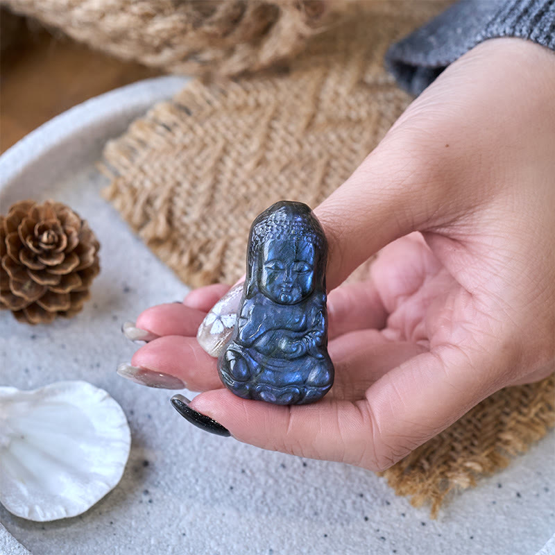 Buddha Stones Buddha Symbol Natural Labradorite Figurine Cure Statue Home Decoration - image 3