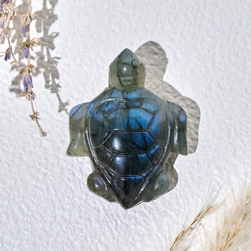 Buddha Stones Turtle Natural Labradorite Figurine Wisdom Protection Statue Home Decoration - image 3