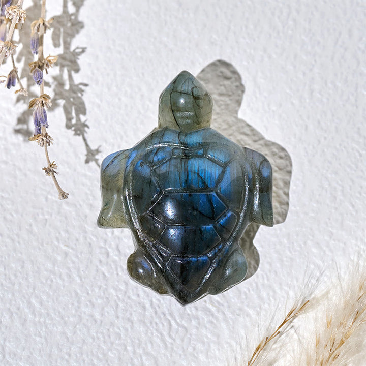 Buddha Stones Turtle Natural Labradorite Figurine Wisdom Protection Statue Home Decoration - image 3