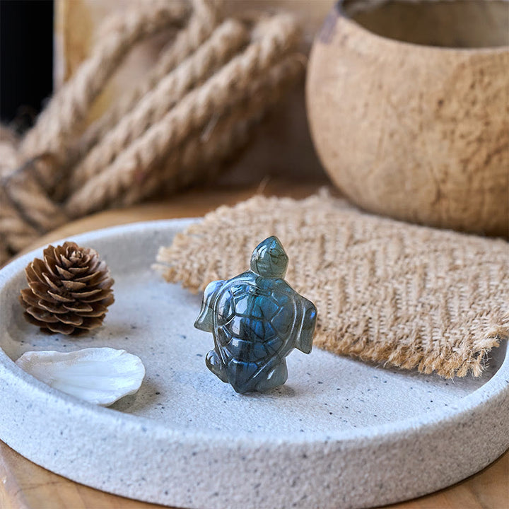 Buddha Stones Turtle Natural Labradorite Figurine Wisdom Protection Statue Home Decoration - image 5