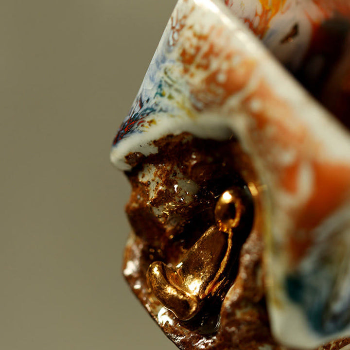 Buddha Stones Hand-painted Dunhuang Meditating Buddha Shino Ceramic Teacup Kung Fu Tea Cup - image 3