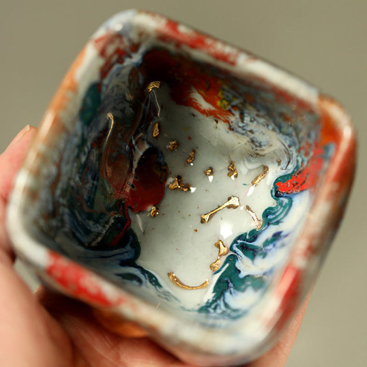 Buddha Stones Hand-painted Dunhuang Meditating Buddha Shino Ceramic Teacup Kung Fu Tea Cup - image 11
