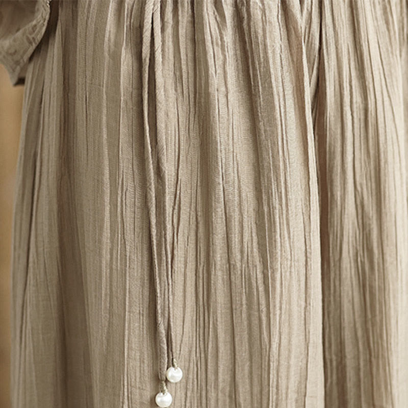 Buddha Stones Solid Color Elastic Waist Design Capri Cropped Women's Wide Leg Pants - image 34