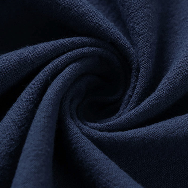 Buddha Stones Summer Simple V-Neck Short Sleeve Cotton Linen Men's Shirt - image 10