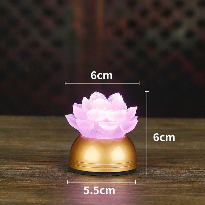 Buddha Stones Lotus Liuli Glass Copper New Beginning Home Decoration - Copper Pink Rechargeable(6*6*5.5 cm) - image 22