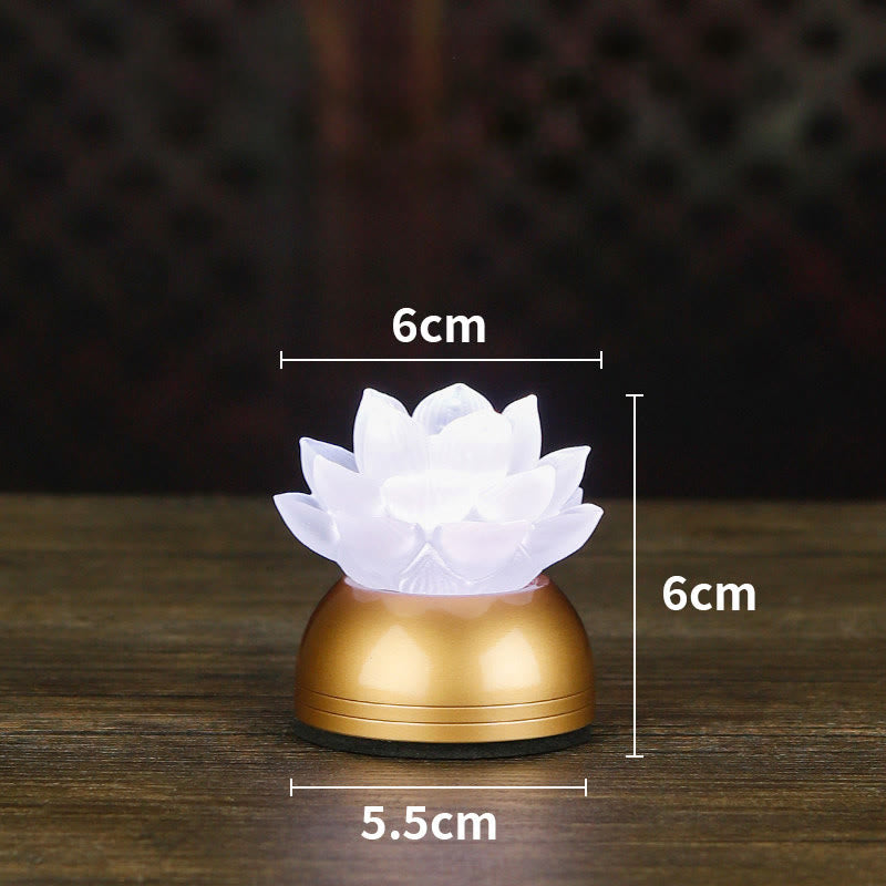 Buddha Stones Lotus Liuli Glass Copper New Beginning Home Decoration - Copper White Rechargeable(6*6*5.5 cm) - image 24