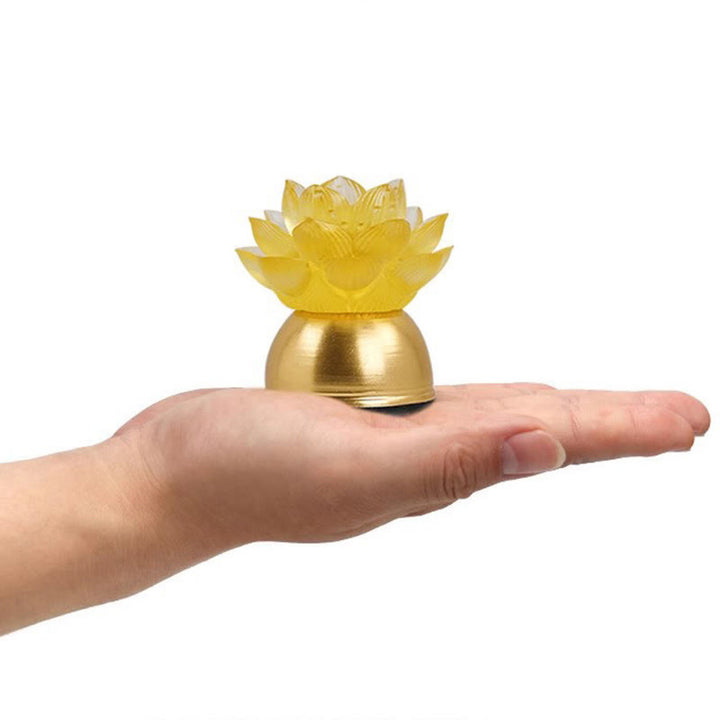 Buddha Stones Lotus Liuli Glass Copper New Beginning Home Decoration - image 11