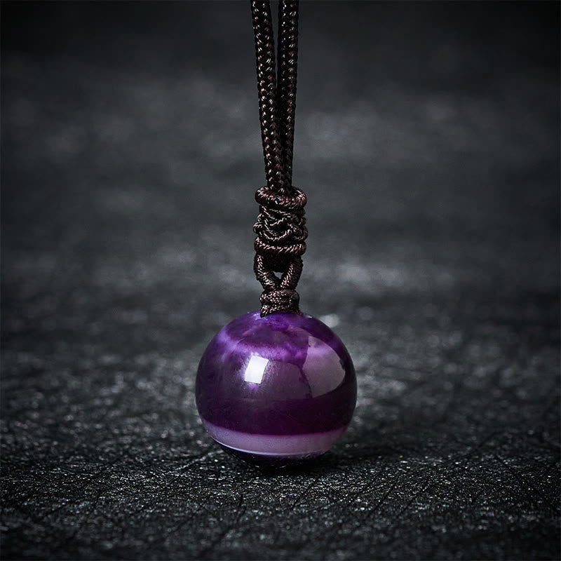 Buddha Stones Amethyst Yellow Agate Various Agate Pink Crystal Lazurite Lapis Lazuli Balance Necklace Pendant - Purple Agate - image 11