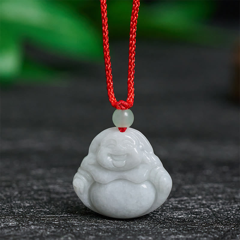 Buddha Stones Jade Laughing Buddha Prosperity Necklace Pendant - Jade Laughing Buddha - image 0