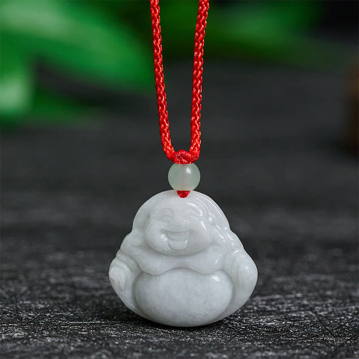 Buddha Stones Jade Laughing Buddha Prosperity Necklace Pendant - Jade Laughing Buddha - image 0