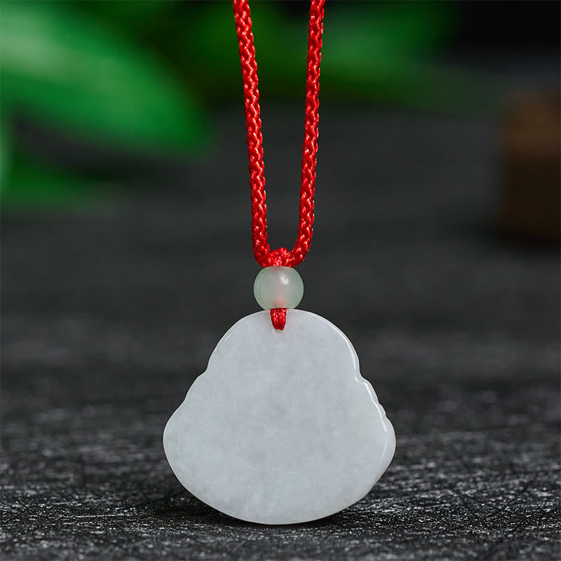 Buddha Stones Jade Laughing Buddha Prosperity Necklace Pendant - image 3