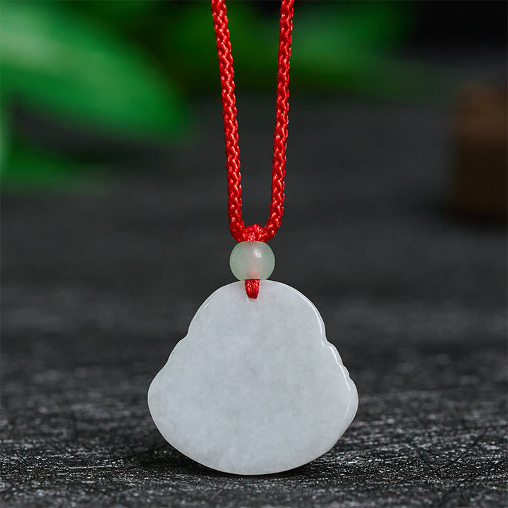 Buddha Stones Jade Laughing Buddha Prosperity Necklace Pendant - image 3