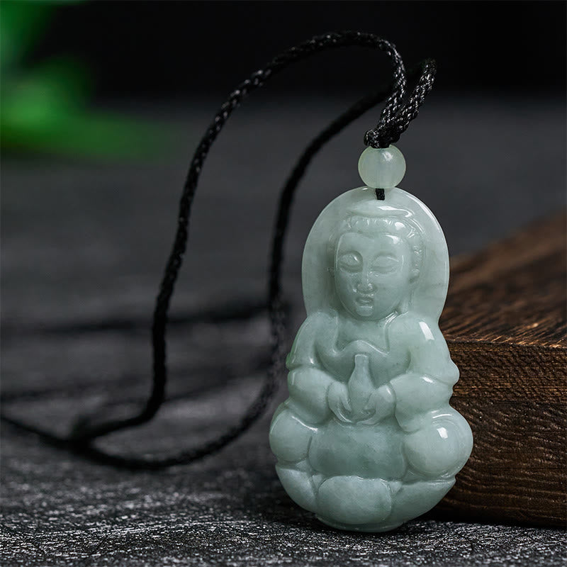 Buddha Stones Jade Kwan Yin Avalokitesvara Harmony Necklace Pendant - image 1