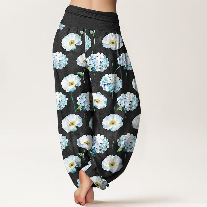 Buddha Stones Cotton Fresh Elegant Flower Pattern Women's Elastic Waist Harem Pants - image 6