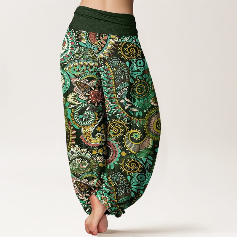 Buddha Stones Cotton Traditional Paisley Pattern Women's Elastic Waist Harem Pants - image 6