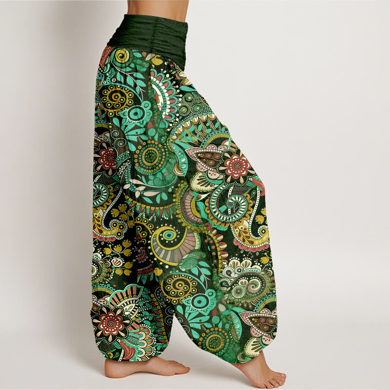 Buddha Stones Cotton Traditional Paisley Pattern Women's Elastic Waist Harem Pants - image 7