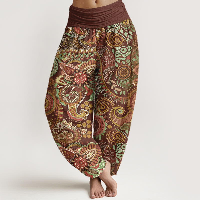 Buddha Stones Cotton Traditional Paisley Pattern Women's Elastic Waist Harem Pants - Sienna - US16，UK/AU20，EU48 (3XL) - image 8