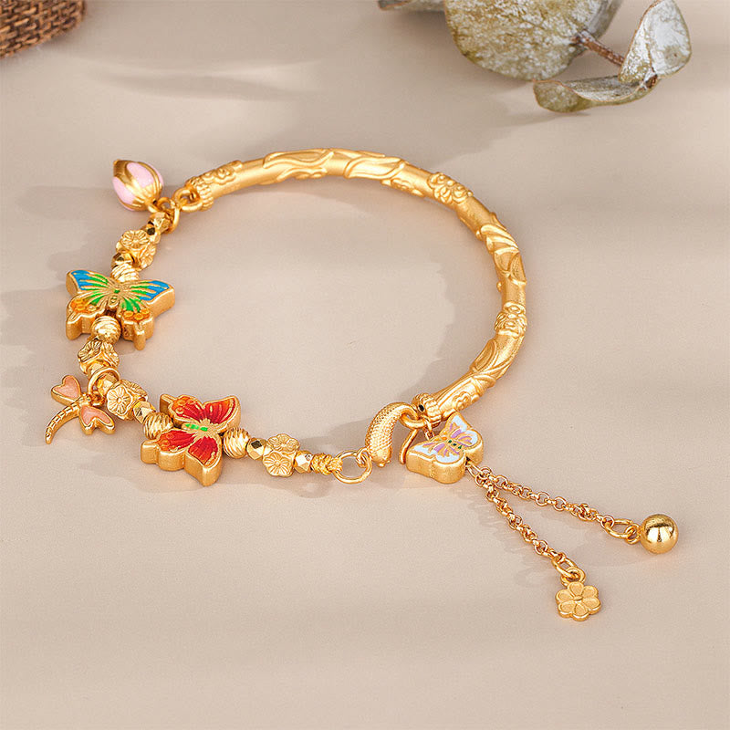 Buddha Stones 925 Sterling Silver Butterfly Flower Protection Bracelet - image 2