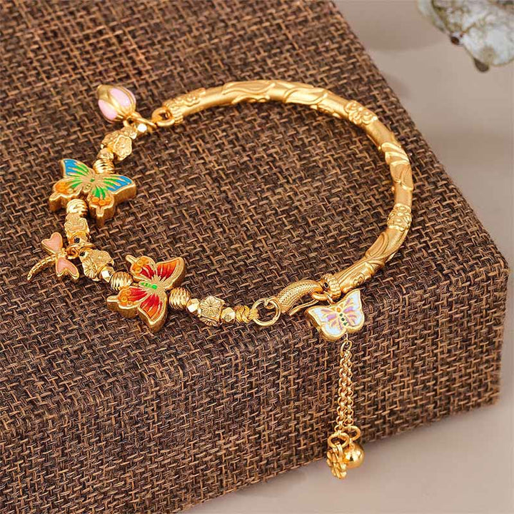 Buddha Stones 925 Sterling Silver Butterfly Flower Protection Bracelet - 925 Sterling Silver(Wrist Circumference: 15-16cm) - image 0