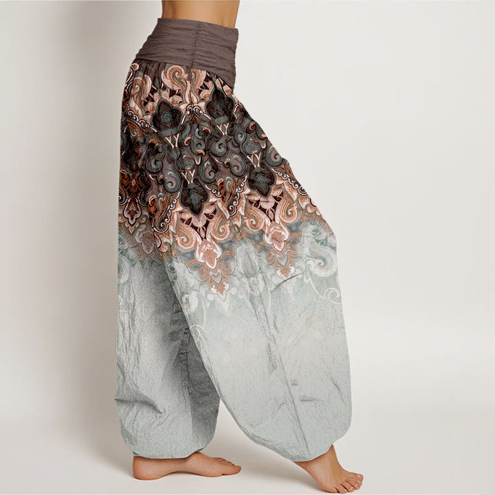 Buddha Stones Paisley Floral Gradient Design Women's Pure Cotton Elastic Waist Harem Pants - image 7