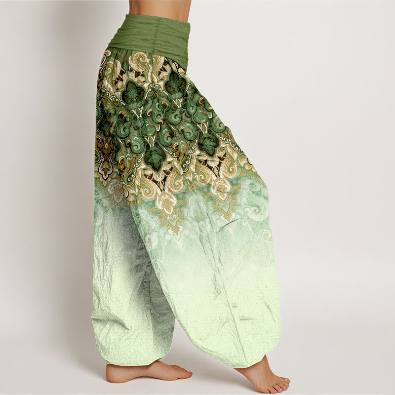 Buddha Stones Paisley Floral Gradient Design Women's Pure Cotton Elastic Waist Harem Pants - image 10