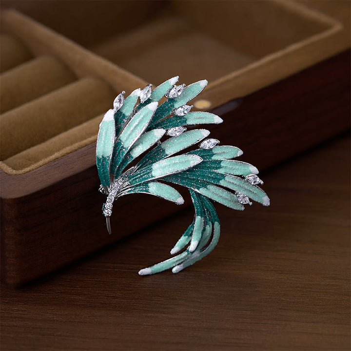 Buddha Stones Phoenix Feather Strength Copper Brooch - image 7