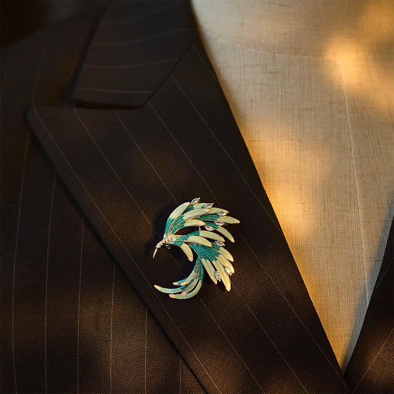 Buddha Stones Phoenix Feather Strength Copper Brooch - image 9