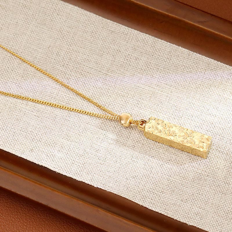 Buddha Stones Rectangular Texture Design Copper Chain Luck Necklace Pendant - image 7