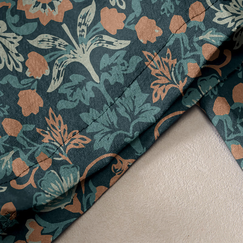 Buddha Stones Cotton Casual Flower Vine Leaves Pattern Women's Elastic Waist Pants With Pockets - image 2