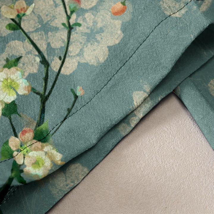 Buddha Stones Cotton Casual Peach Blossoms Flying Geese Pattern Women's Elastic Waist Pants With Pockets - image 2