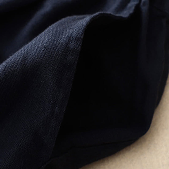 Buddha Stones Summer Plain Elastic Waist Two-tone Cuffs Cropped Women's Tapered Pants With Pockets - image 8