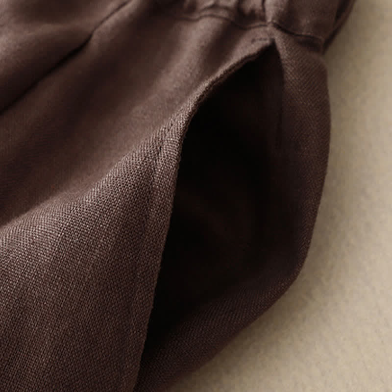 Buddha Stones Summer Plain Elastic Waist Two-tone Cuffs Cropped Women's Tapered Pants With Pockets - image 13