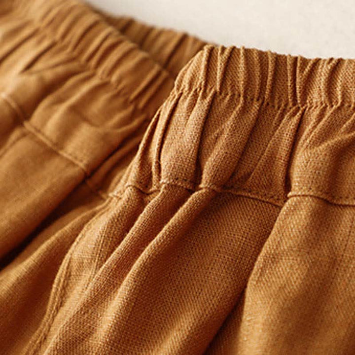 Buddha Stones Summer Plain Elastic Waist Two-tone Cuffs Cropped Women's Tapered Pants With Pockets - image 21