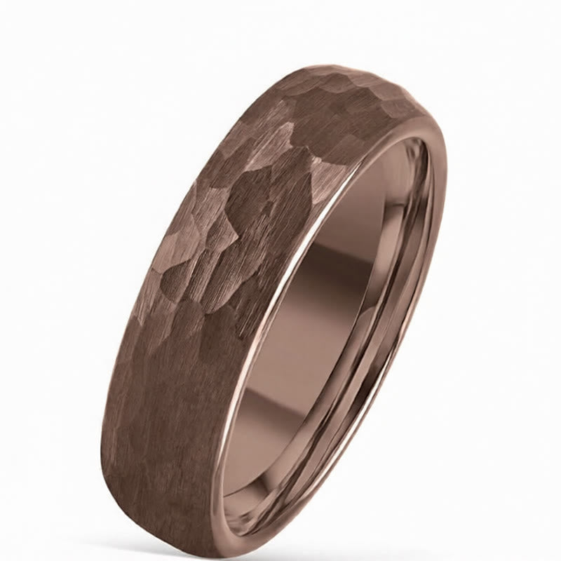 Buddha Stones Simple Hammered Texture Tungsten Steel Reliability Ring - image 2