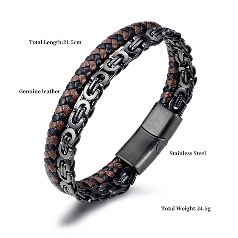 Buddha Stones Link Chain Double Wrap Braided Leather Balance Bracelet - image 3