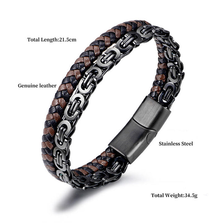 Buddha Stones Link Chain Double Wrap Braided Leather Balance Bracelet - image 3