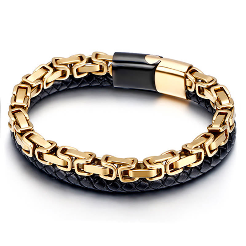 Buddha Stones Link Chain Double Wrap Braided Leather Balance Bracelet - image 6