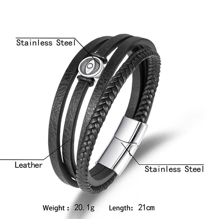 Buddha Stones Evil Eye Multilayered Braided Leather Balance Bracelet - image 2