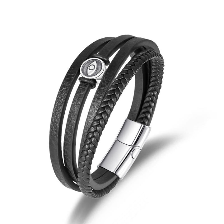 Buddha Stones Evil Eye Multilayered Braided Leather Balance Bracelet - White Evil Eye(Wrist Circumference: 18-19cm) - image 0