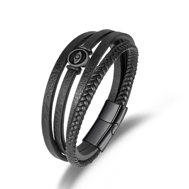 Buddha Stones Evil Eye Multilayered Braided Leather Balance Bracelet - Black Evil Eye(Wrist Circumference: 18-19cm) - image 7