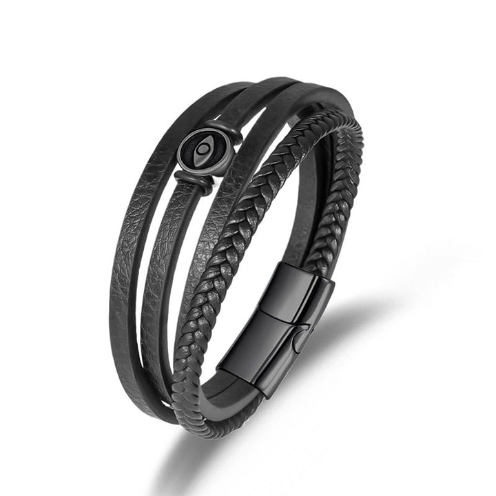 Buddha Stones Evil Eye Multilayered Braided Leather Balance Bracelet - Black Evil Eye(Wrist Circumference: 18-19cm) - image 7