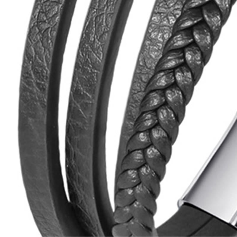 Buddha Stones Evil Eye Multilayered Braided Leather Balance Bracelet - image 3