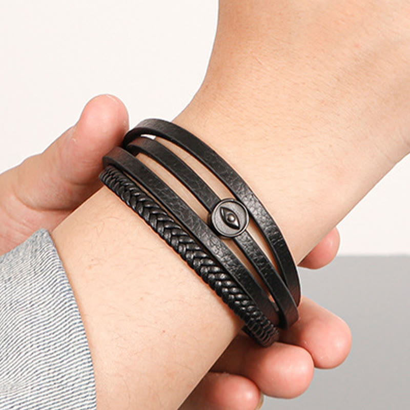 Buddha Stones Evil Eye Multilayered Braided Leather Balance Bracelet - image 10