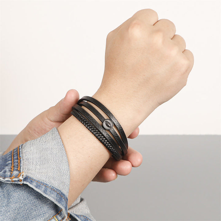 Buddha Stones Evil Eye Multilayered Braided Leather Balance Bracelet - image 8